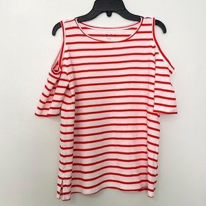 LOFT Striped Cold Shoulder Tee
